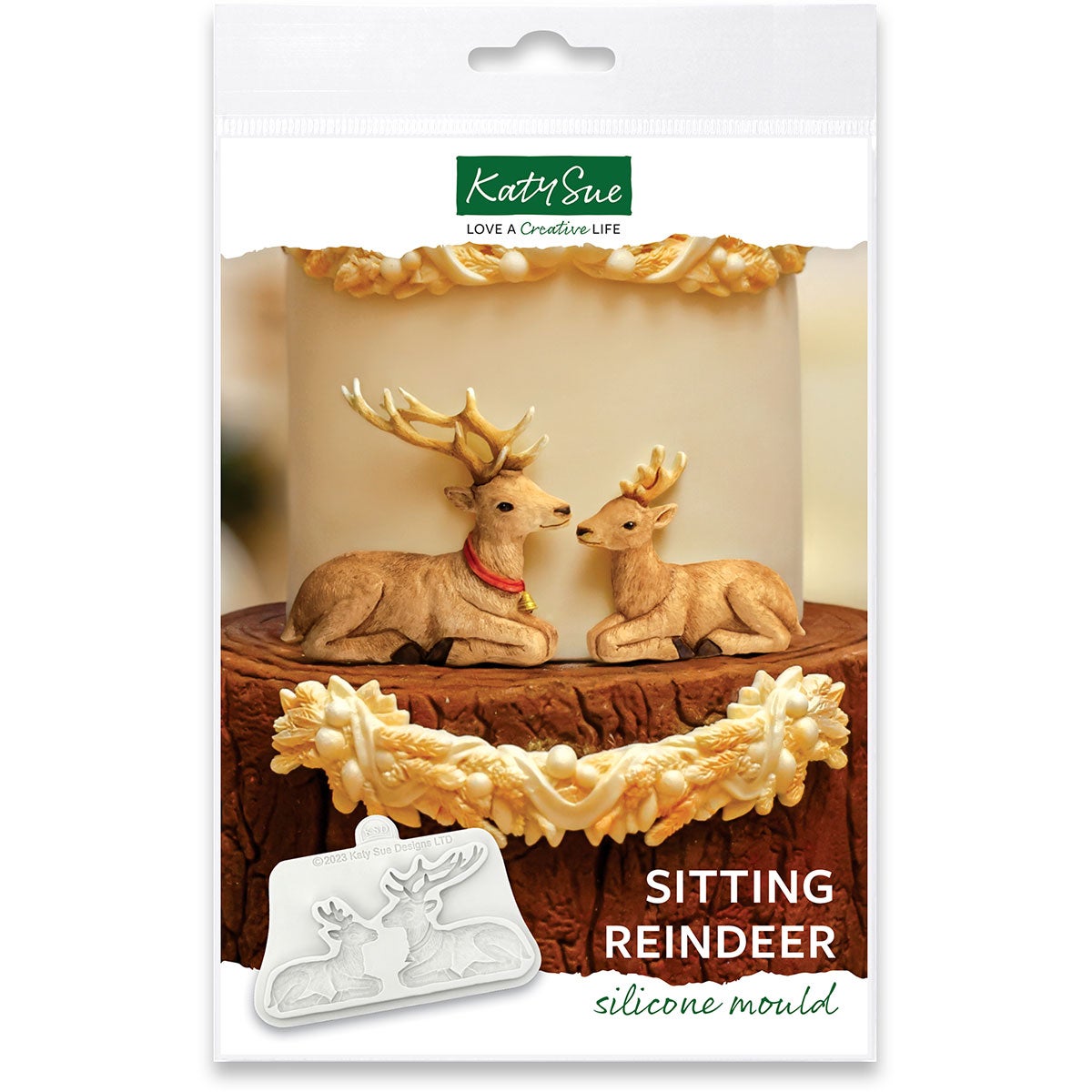 Katy Sue Silicone Mould - Sitting Reindeer