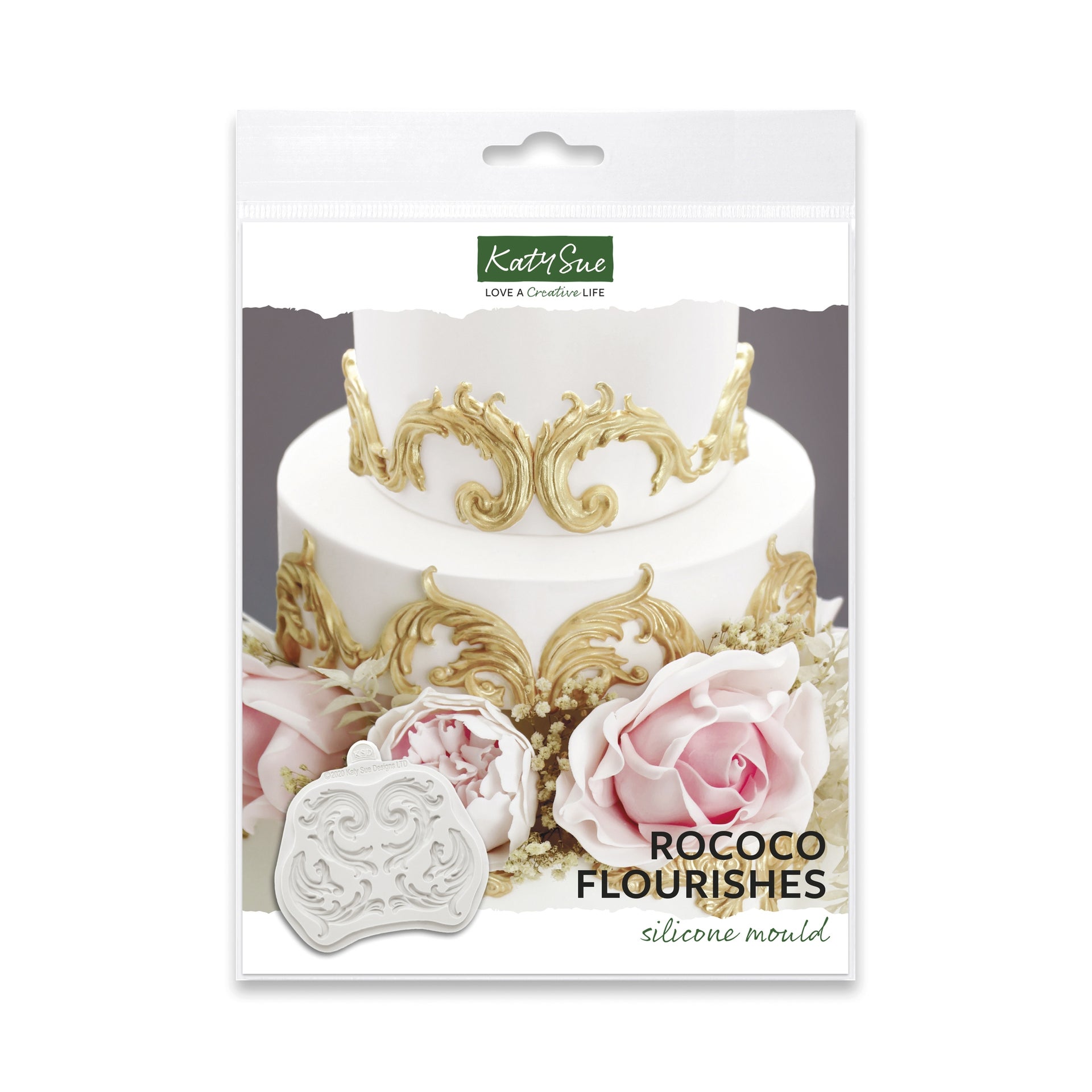 Katy Sue Silicone Mould - Swirl Design Flourishes