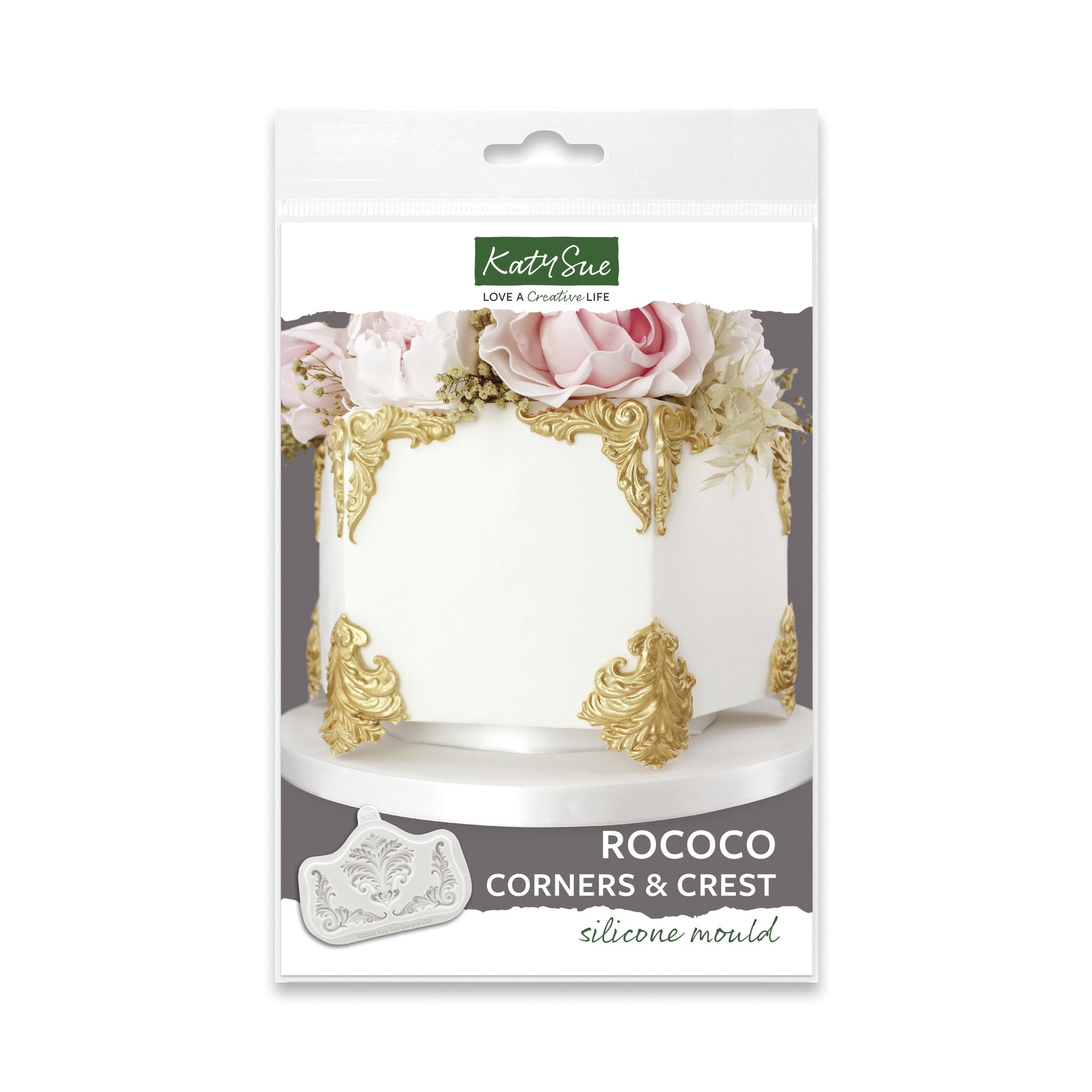 Katy Sue Silicone Mould - Swirl Design Corners & Crest