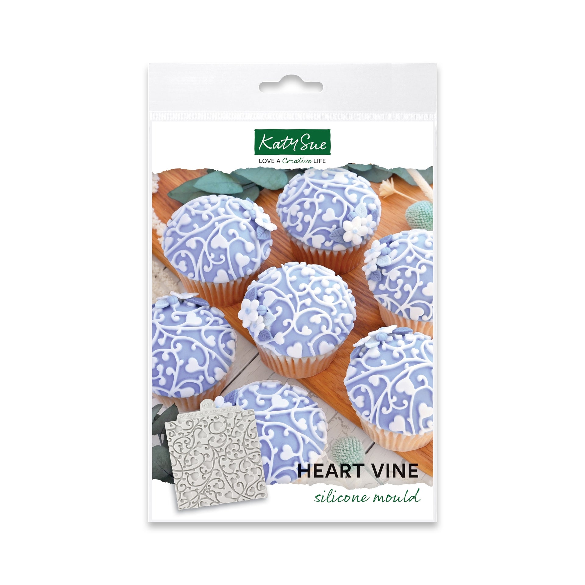 Katy Sue Silicone Mould - Heart Vine Texture Mat