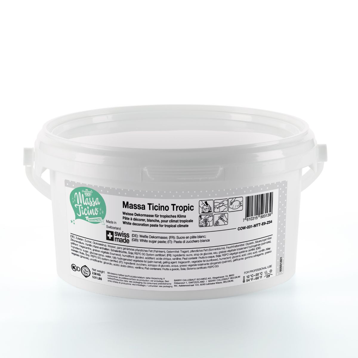 Massa Ticino Tropic Sugar Paste 2,5 kg White