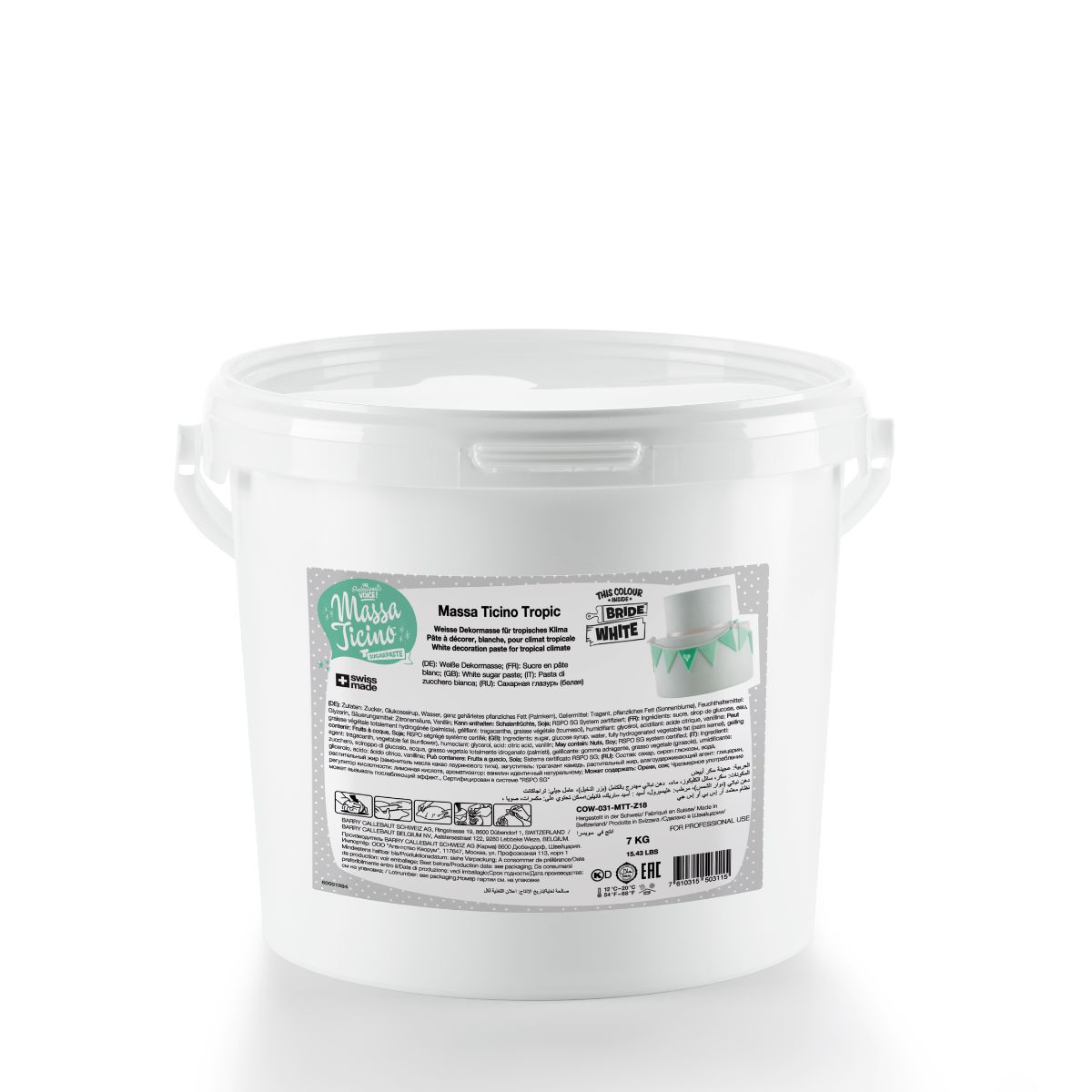 Massa Ticino Tropic Sugar Paste 7 kg White