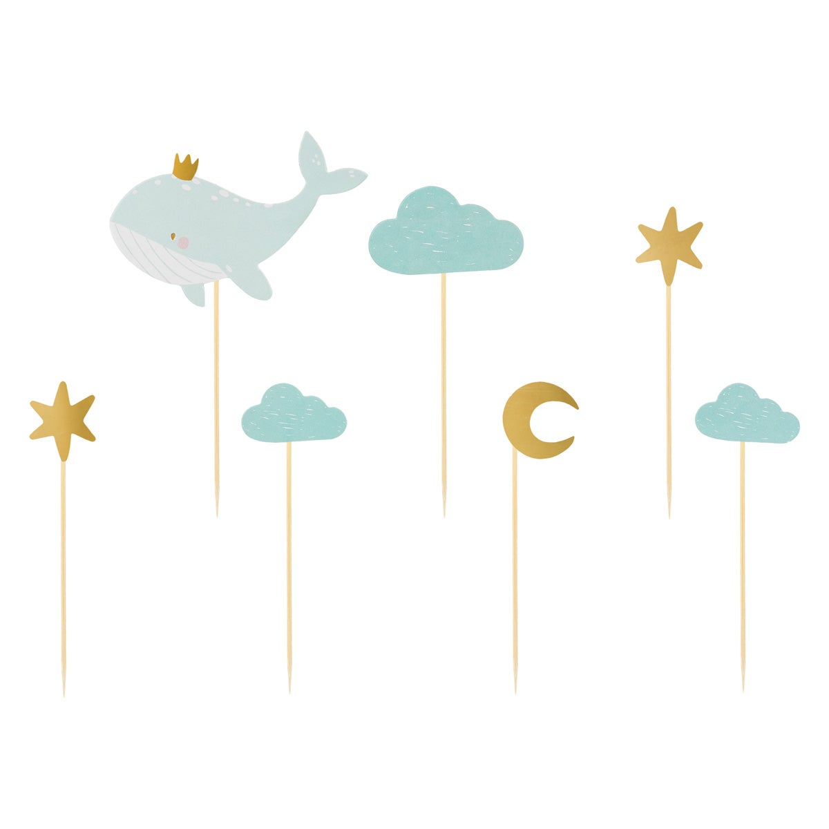 PartyDeco Cupcake Toppers - Whale pk/7