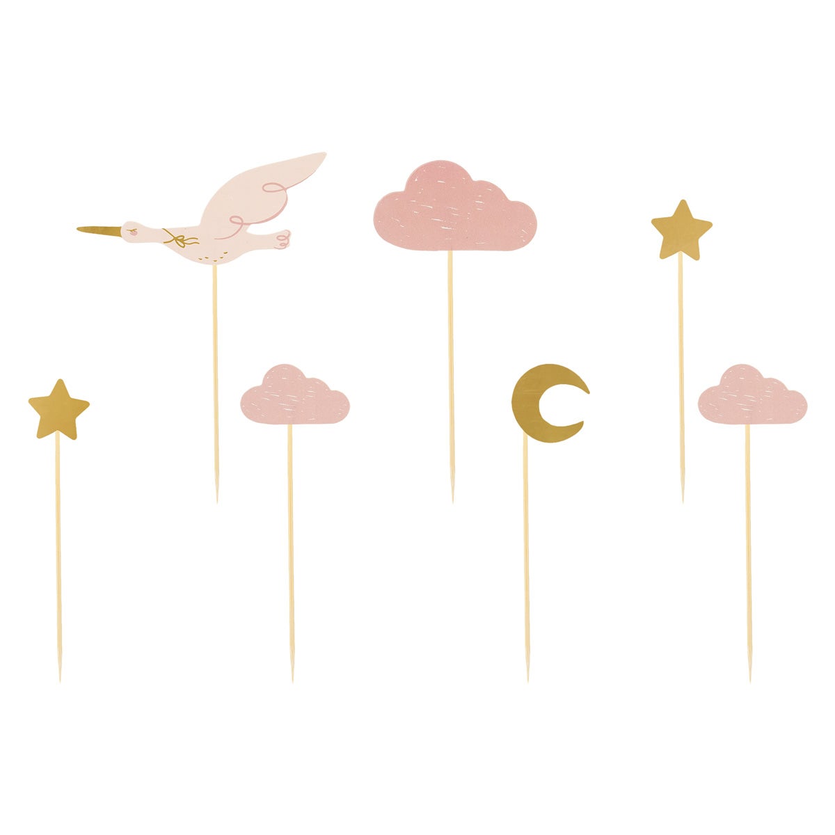 PartyDeco Cupcake Toppers - Stork pk/7