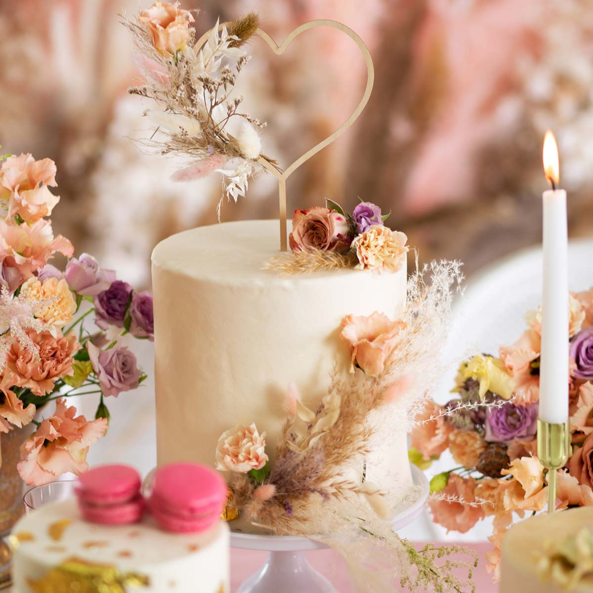 PartyDeco Wooden Cake Topper Heart 23 cm