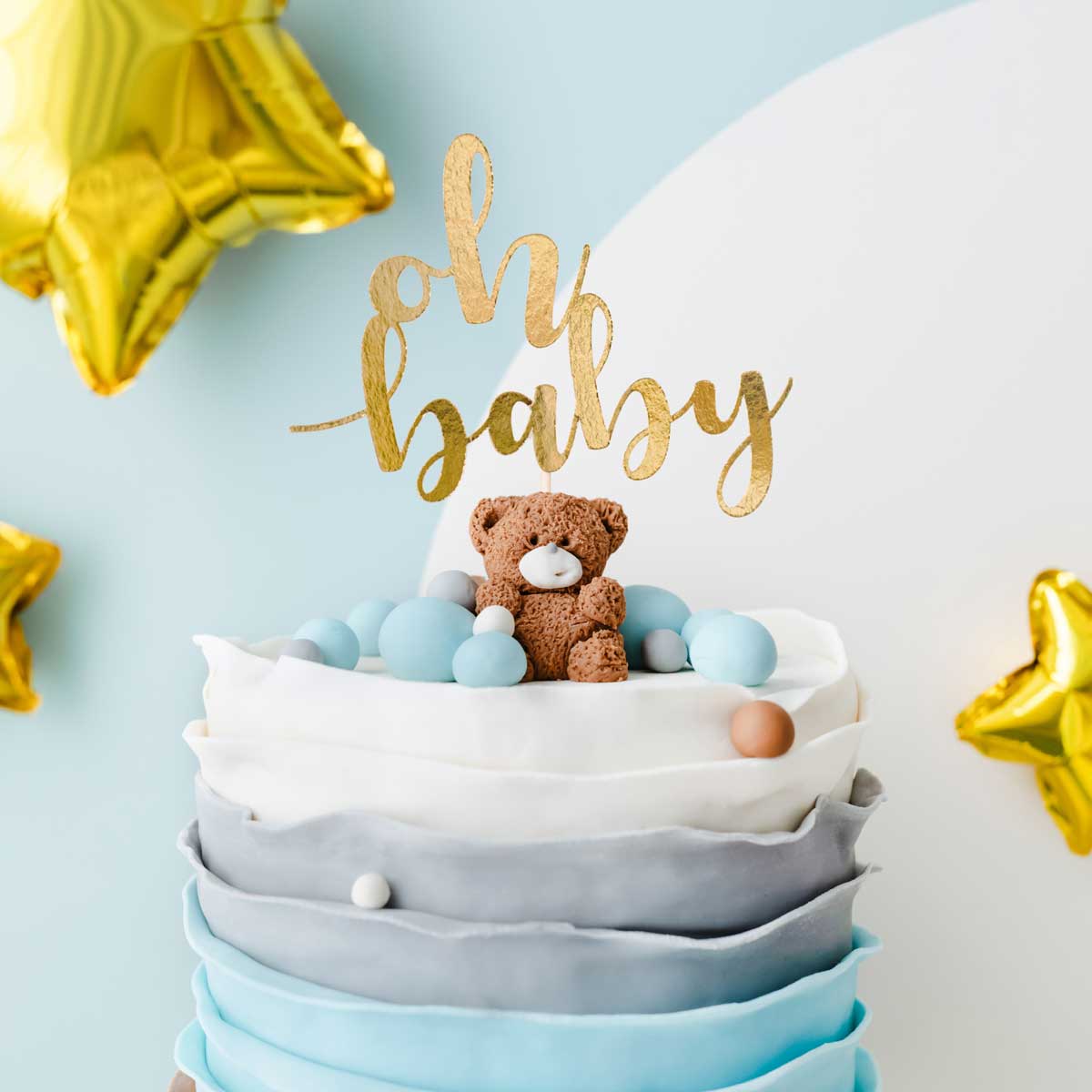 PartyDeco Cake Topper Oh Baby - Gold