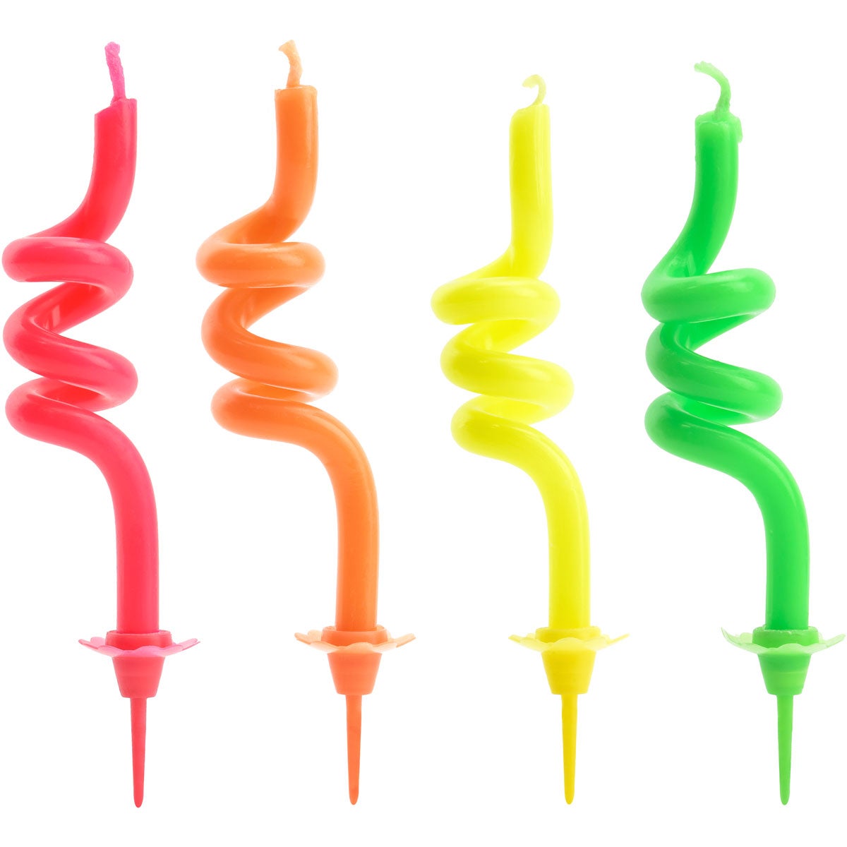 PartyDeco Birthday Candles Curl Mix 8 cm pk/4
