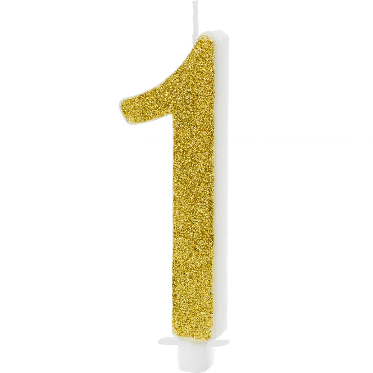 PartyDeco Birthday Candle Number 1 - Modern Gold