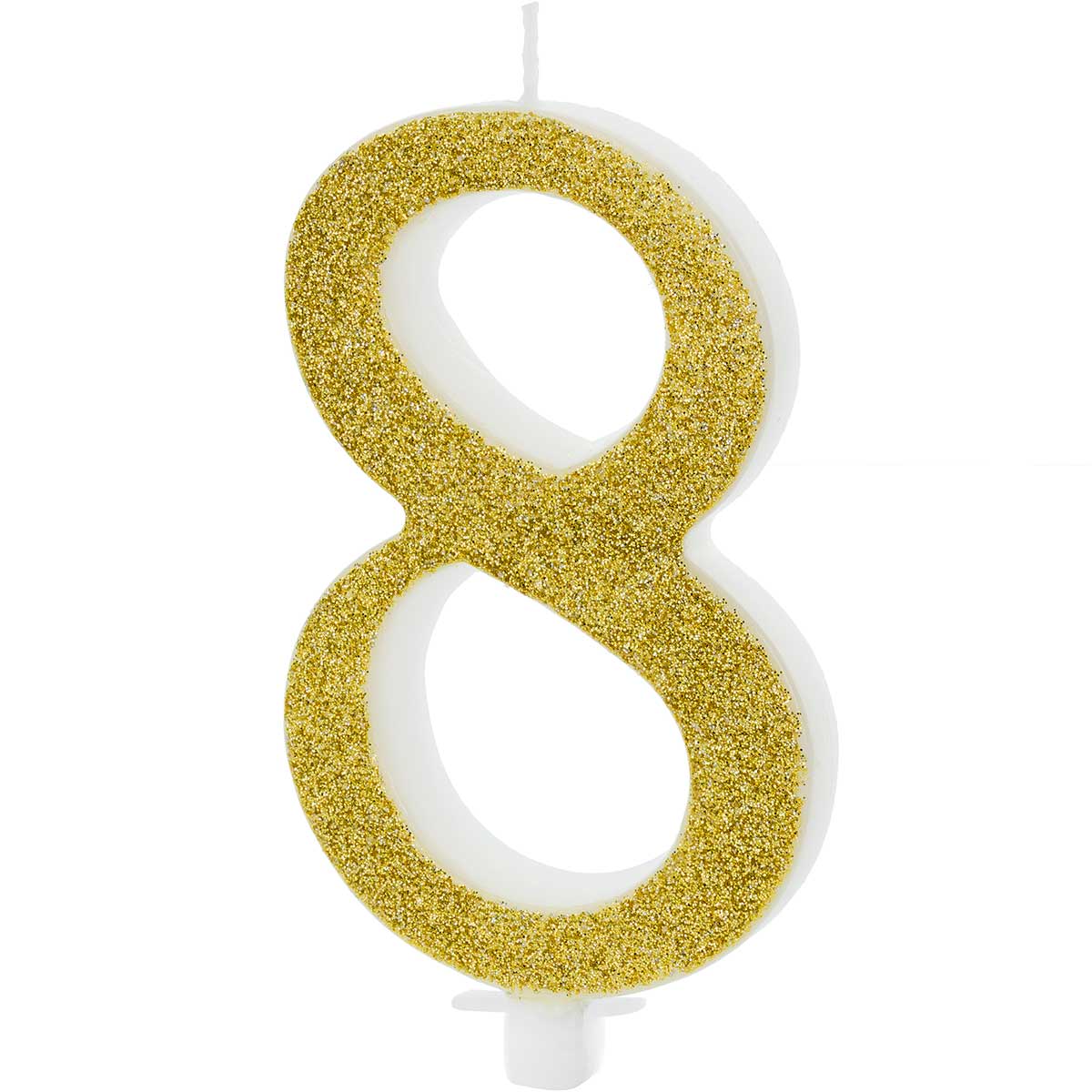 PartyDeco Birthday Candle Number 8 - Modern Gold