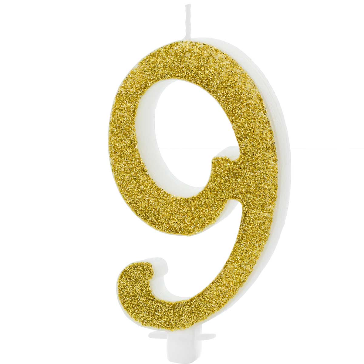 PartyDeco Birthday Candle Number 9 - Modern Gold