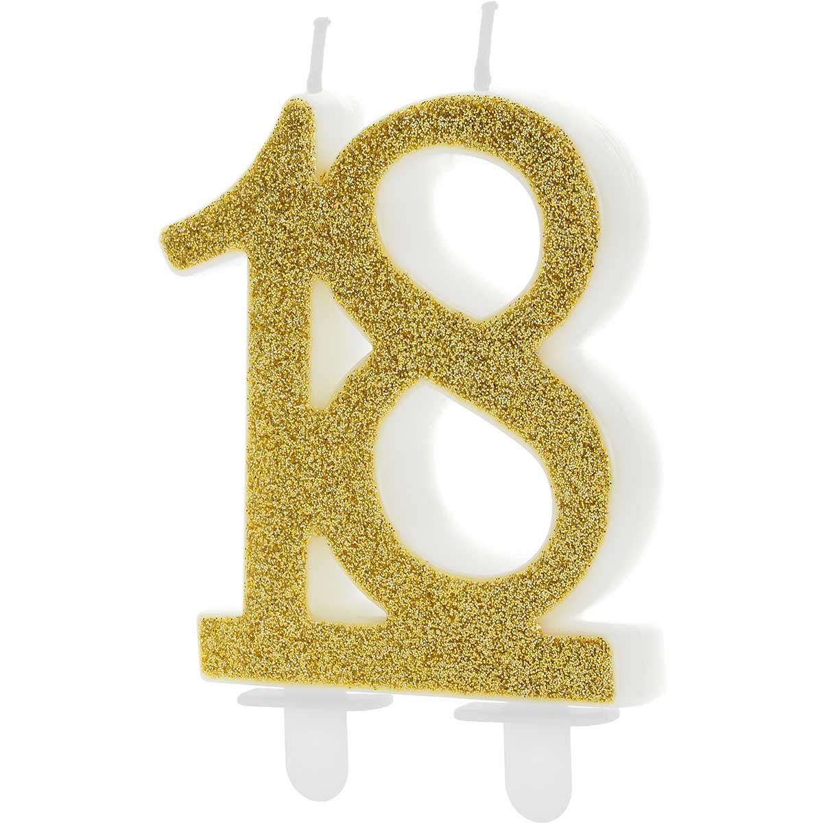 PartyDeco Birthday Candle Number 18 - Modern Gold