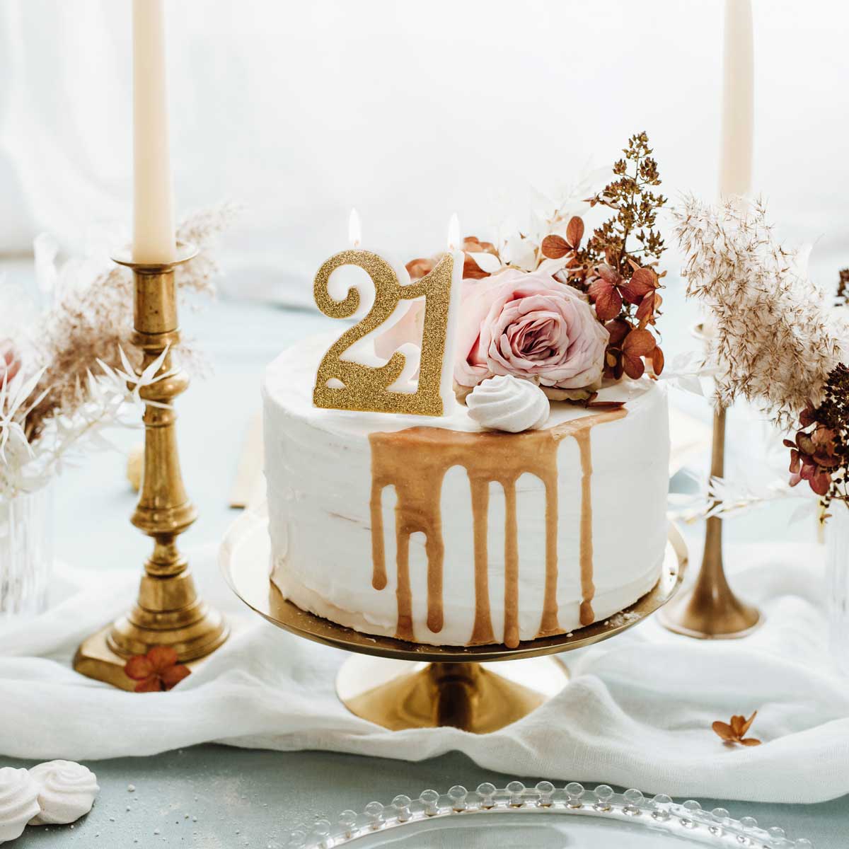 PartyDeco Birthday Candle Number 21 - Modern Gold