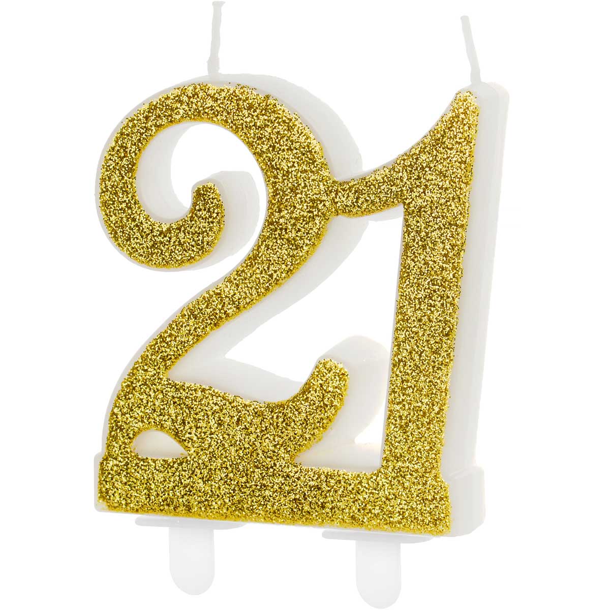 PartyDeco Birthday Candle Number 21 - Modern Gold