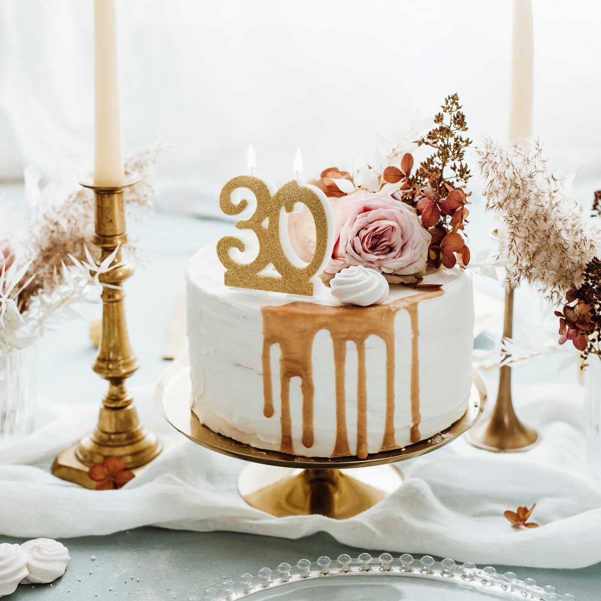 PartyDeco Birthday Candle Number 30 - Modern Gold