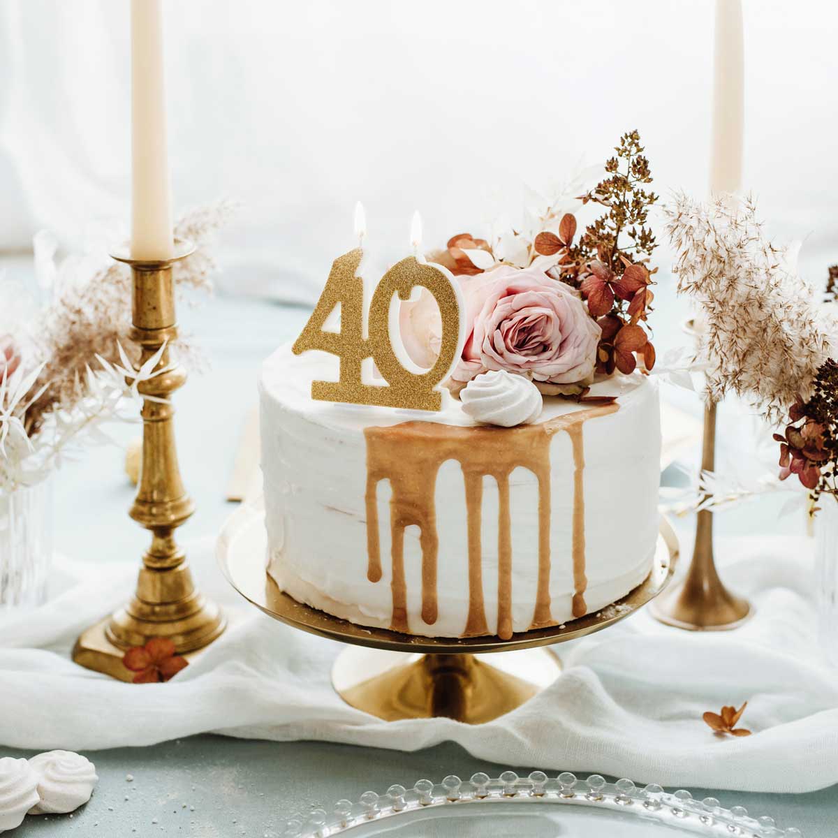 PartyDeco Birthday Candle Number 40 - Modern Gold