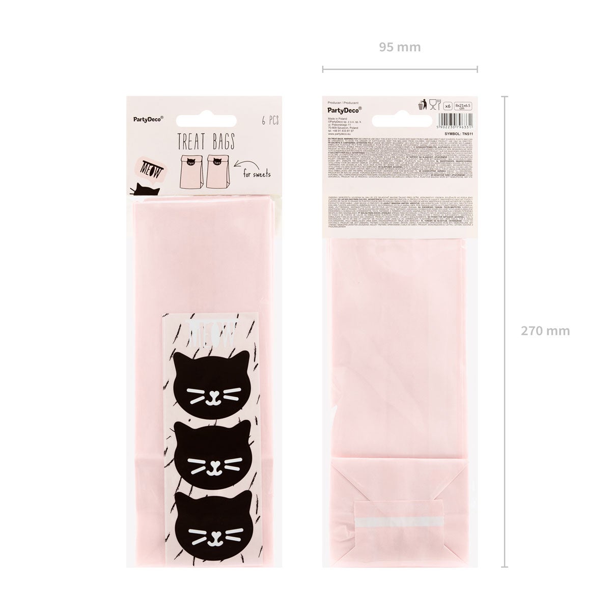 PartyDeco Treat Bags Cat pk/6