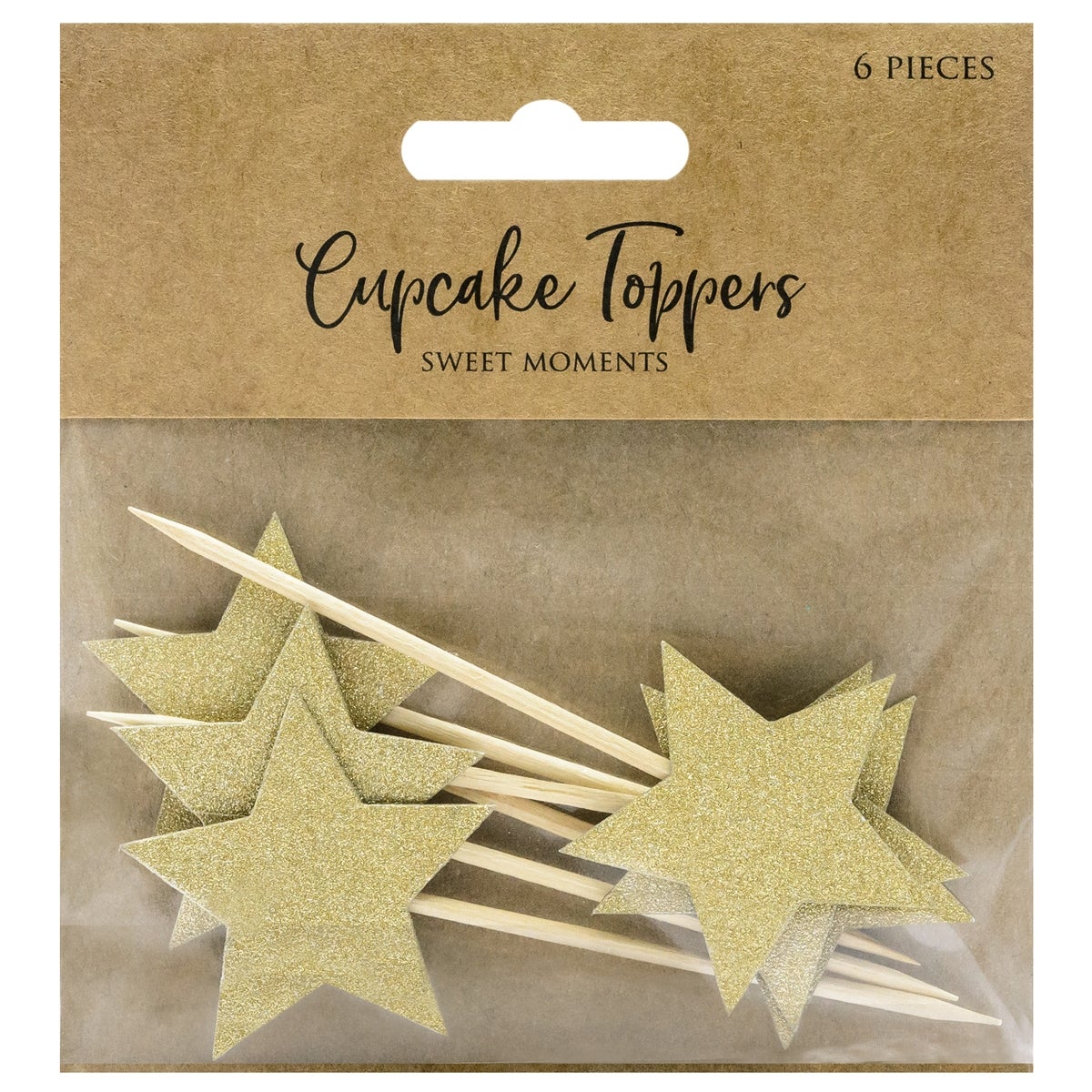 PartyDeco Cupcake Toppers Stars - Gold Set/6