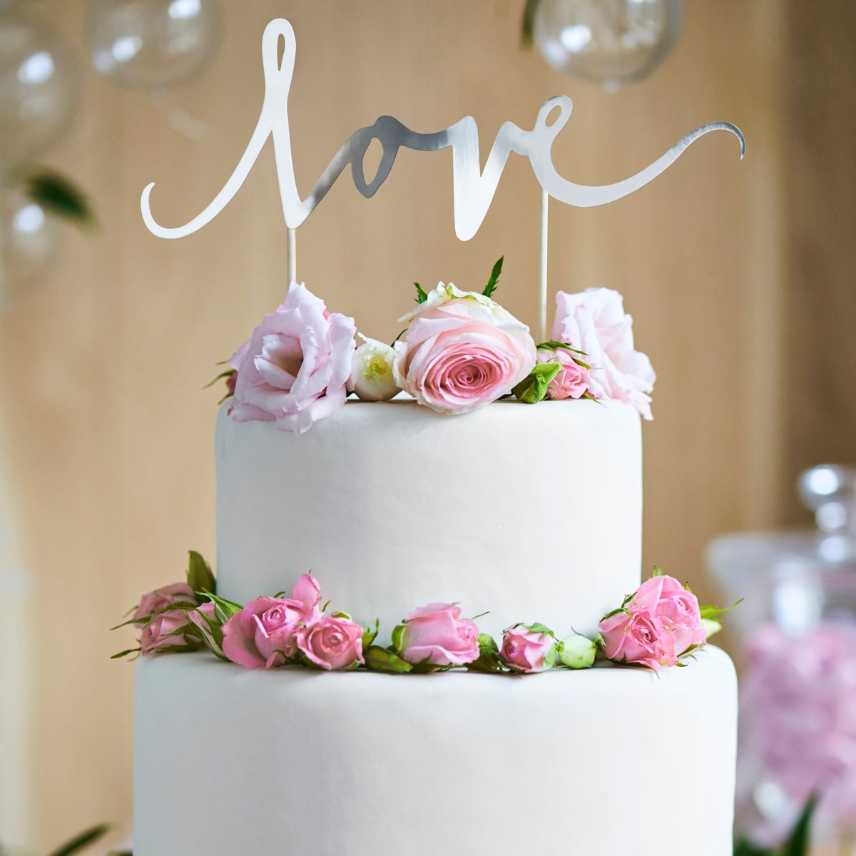 PartyDeco Cake Topper Love - Silver