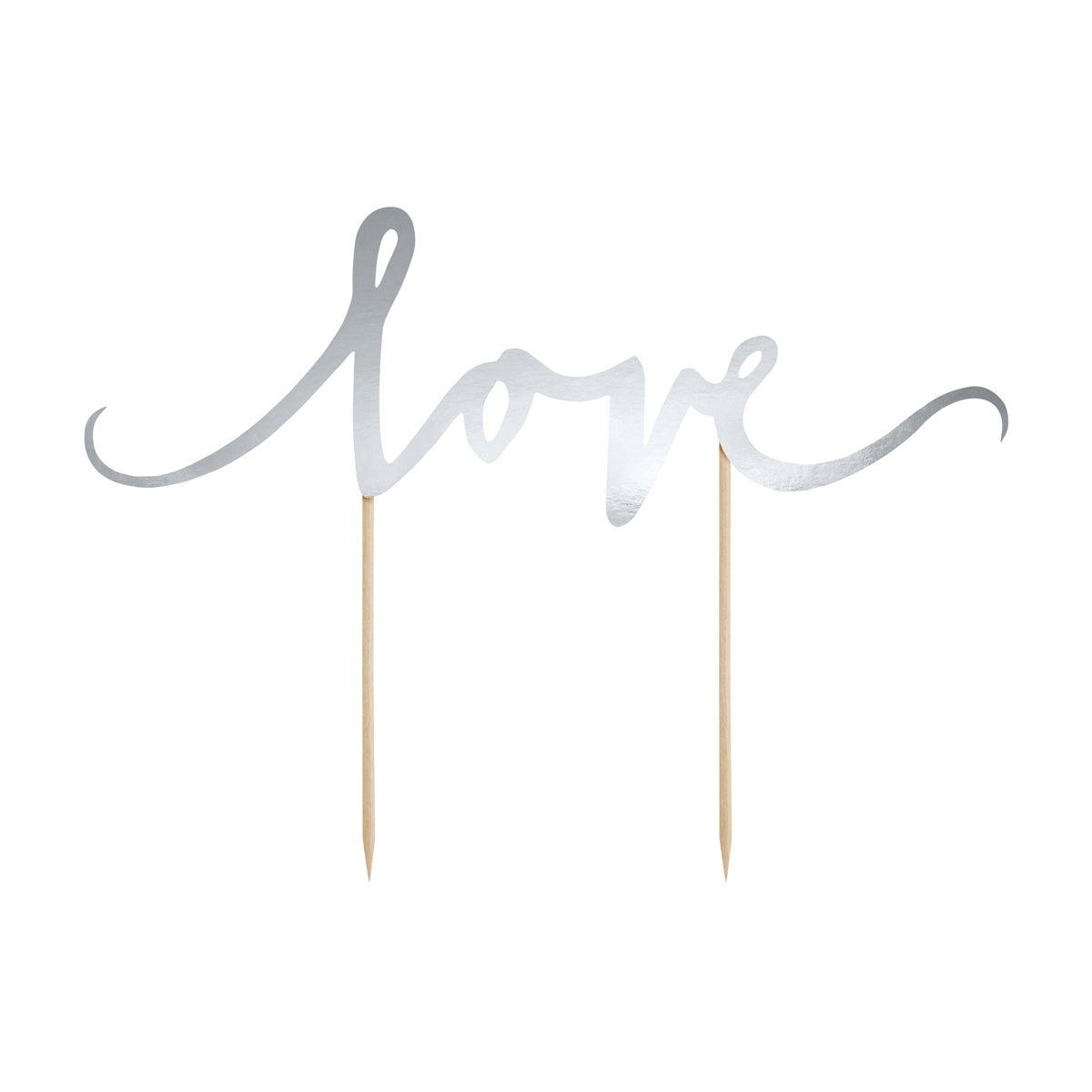 PartyDeco Cake Topper Love - Silver