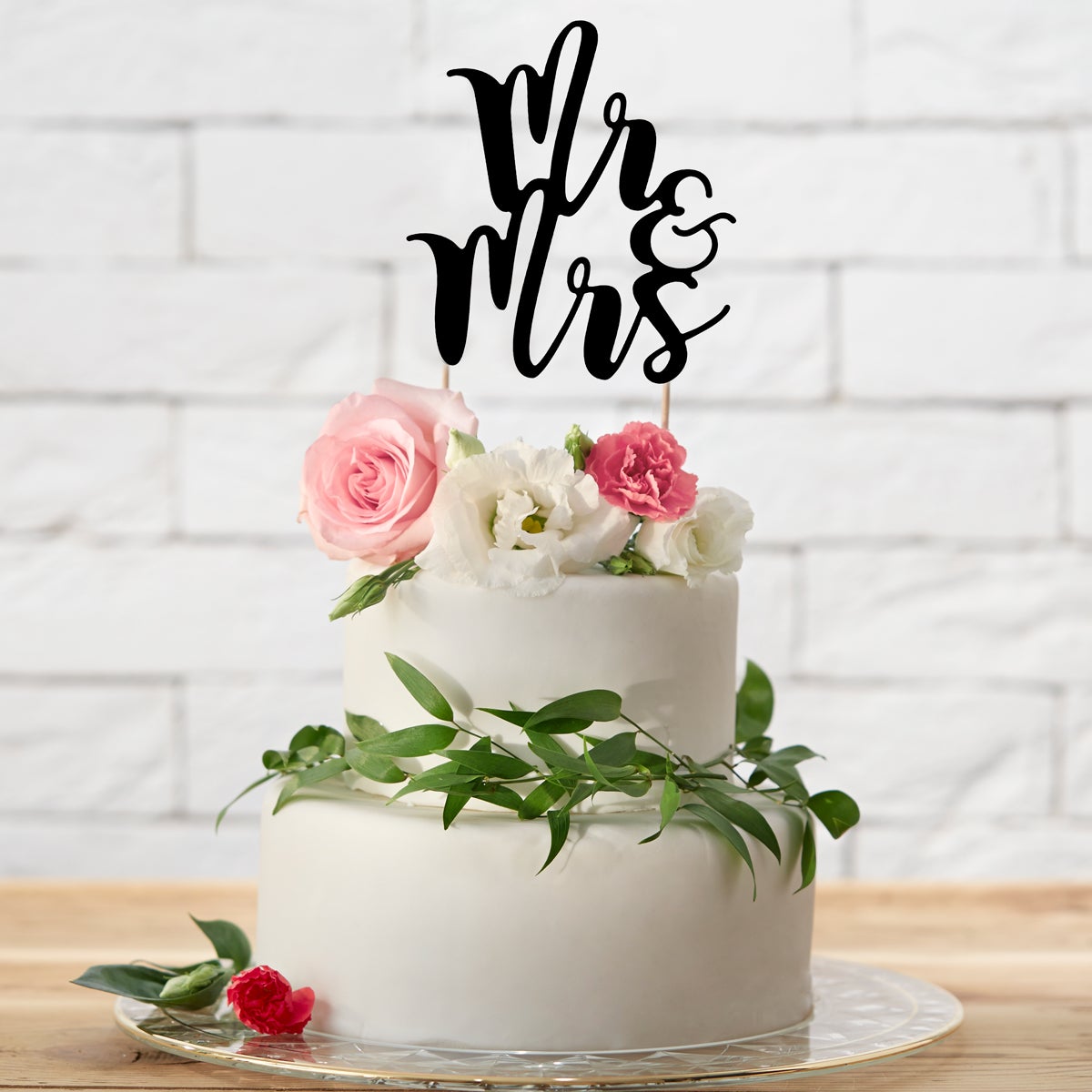 PartyDeco Cake Topper Mr&Mrs - Black