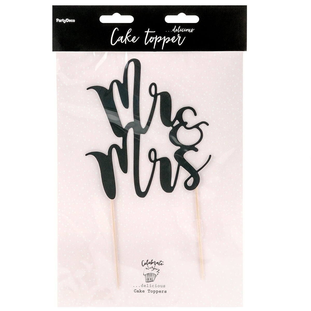 PartyDeco Cake Topper Mr&Mrs - Black