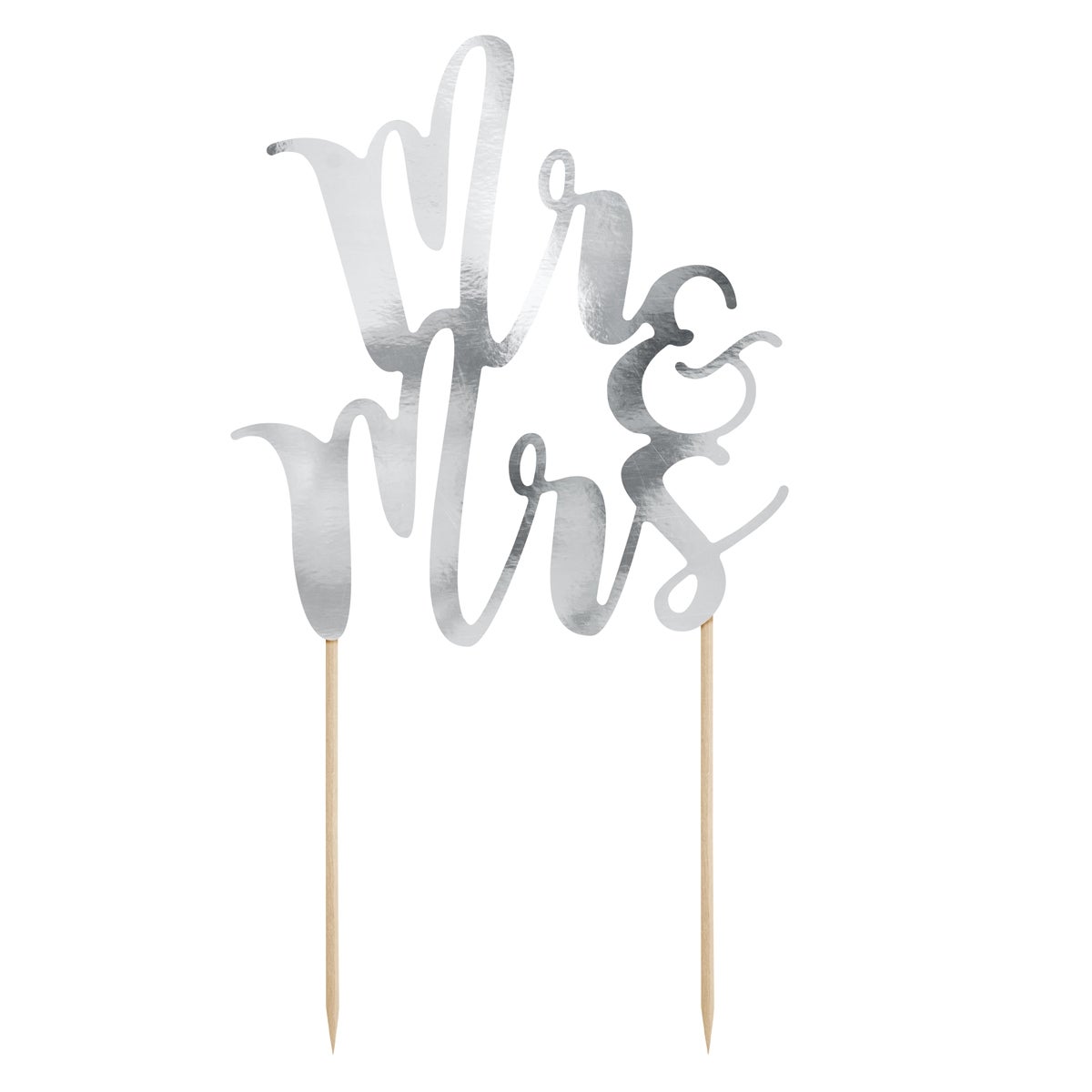 PartyDeco Cake Topper Mr&Mrs - Silver