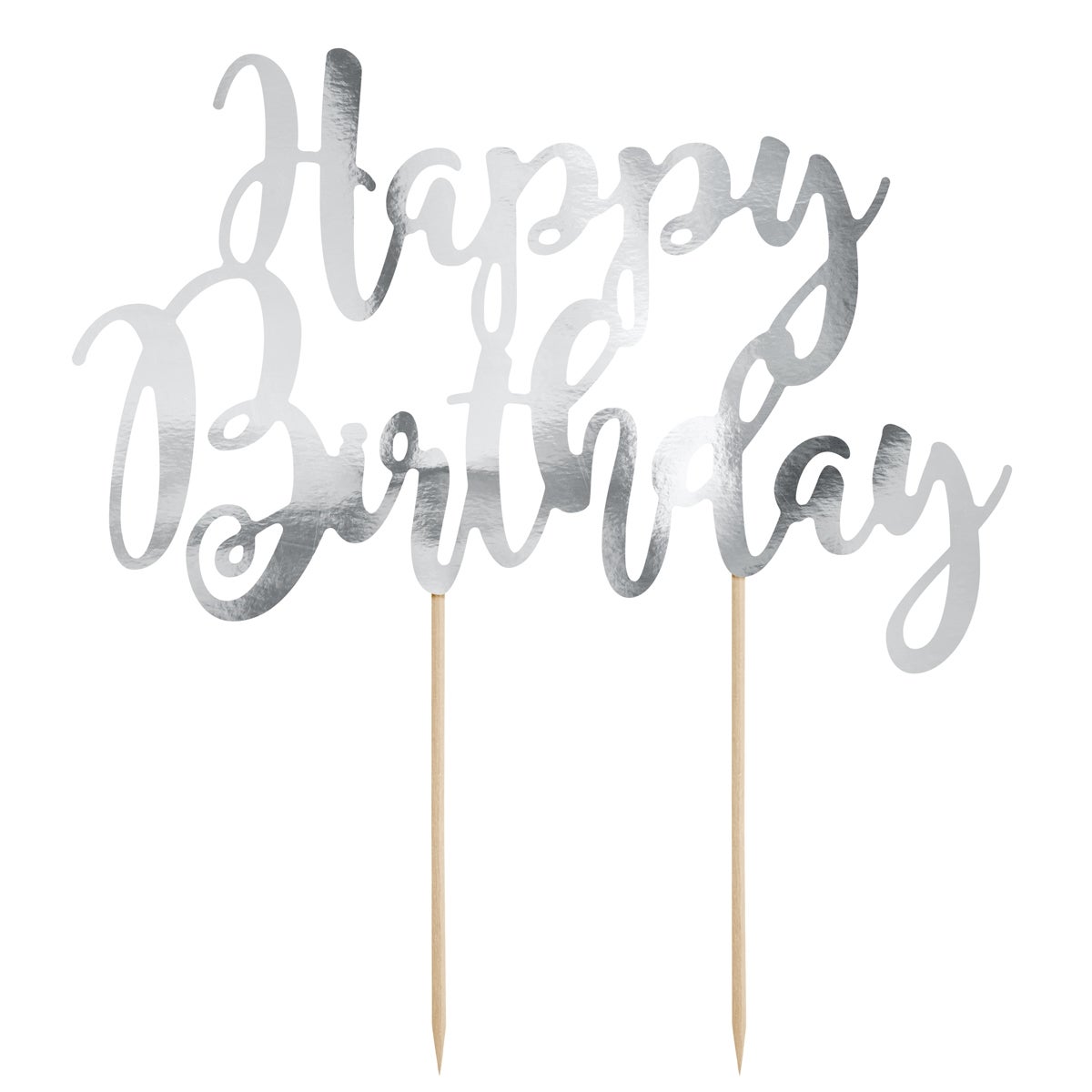 PartyDeco Cake Topper Happy Birthday - Silver