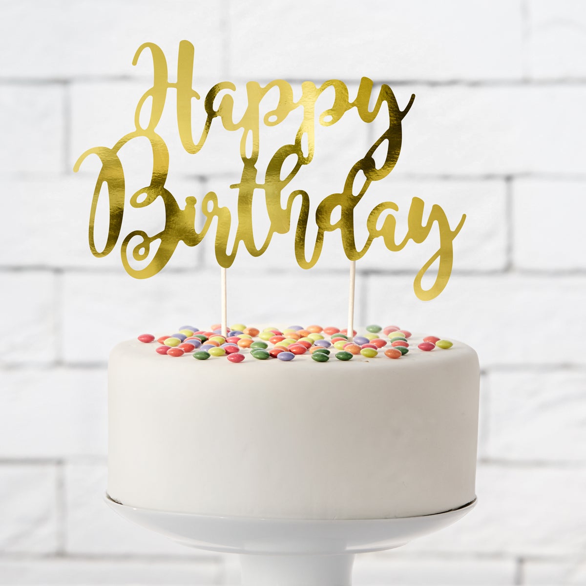 PartyDeco Cake Topper Happy Birthday - Gold
