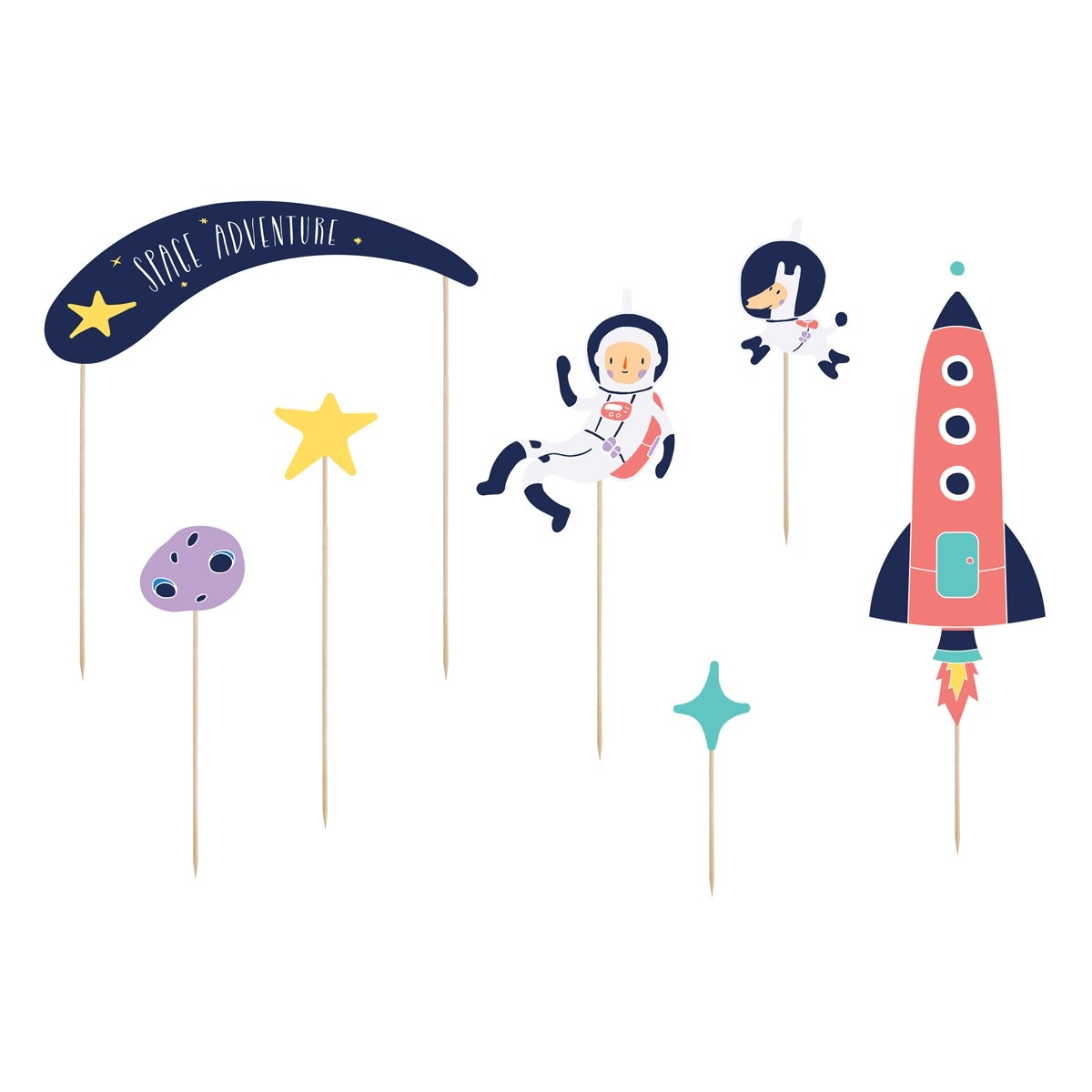 PartyDeco Cake Toppers Space Set/7