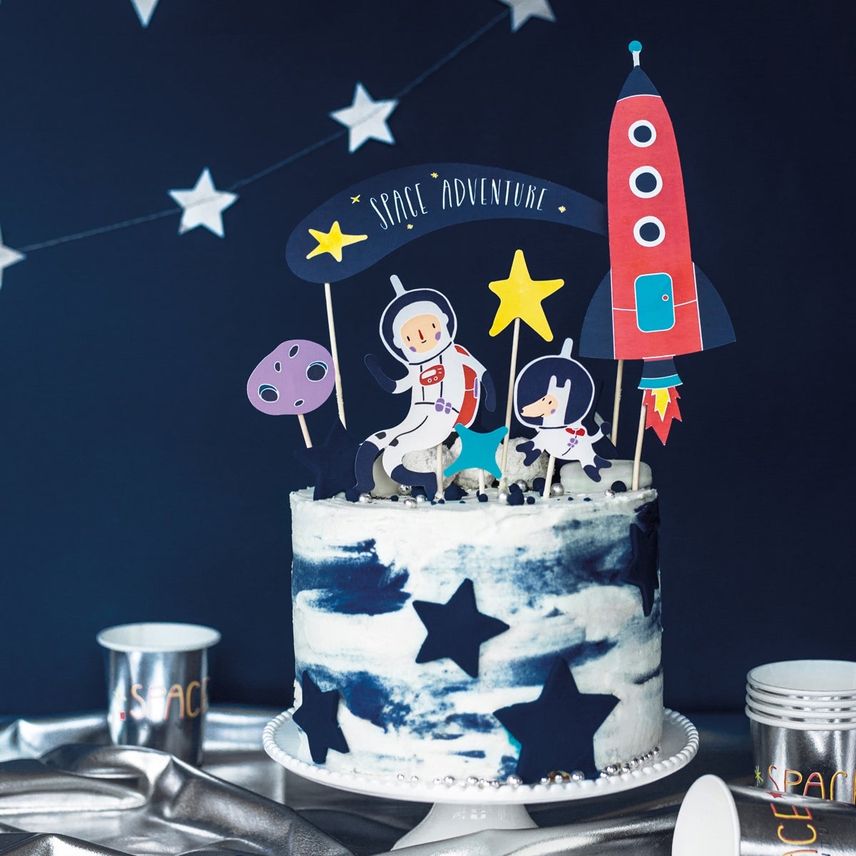 PartyDeco Cake Toppers Space Set/7