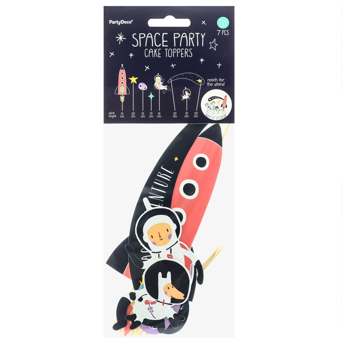 PartyDeco Cake Toppers Space Set/7