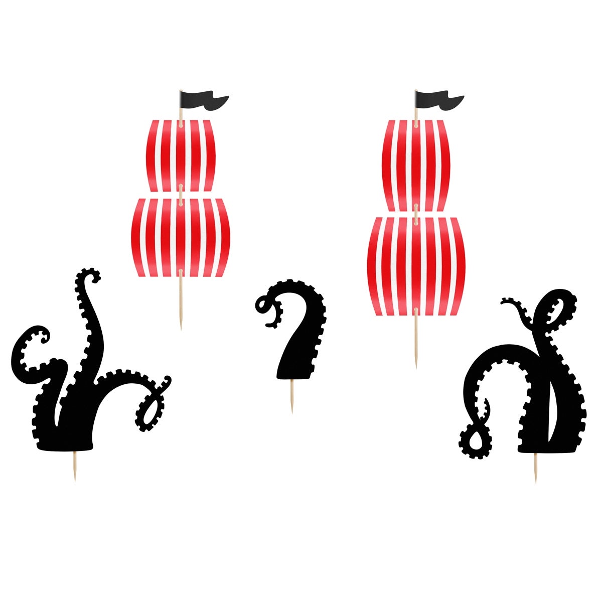 PartyDeco Cake Toppers Pirates Party pk/5