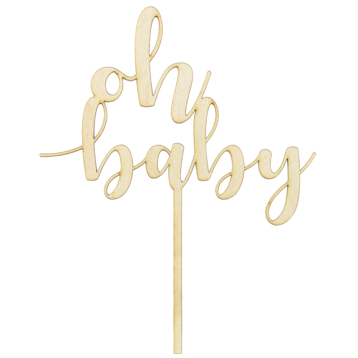 PartyDeco Wooden Cake Topper - Oh Baby