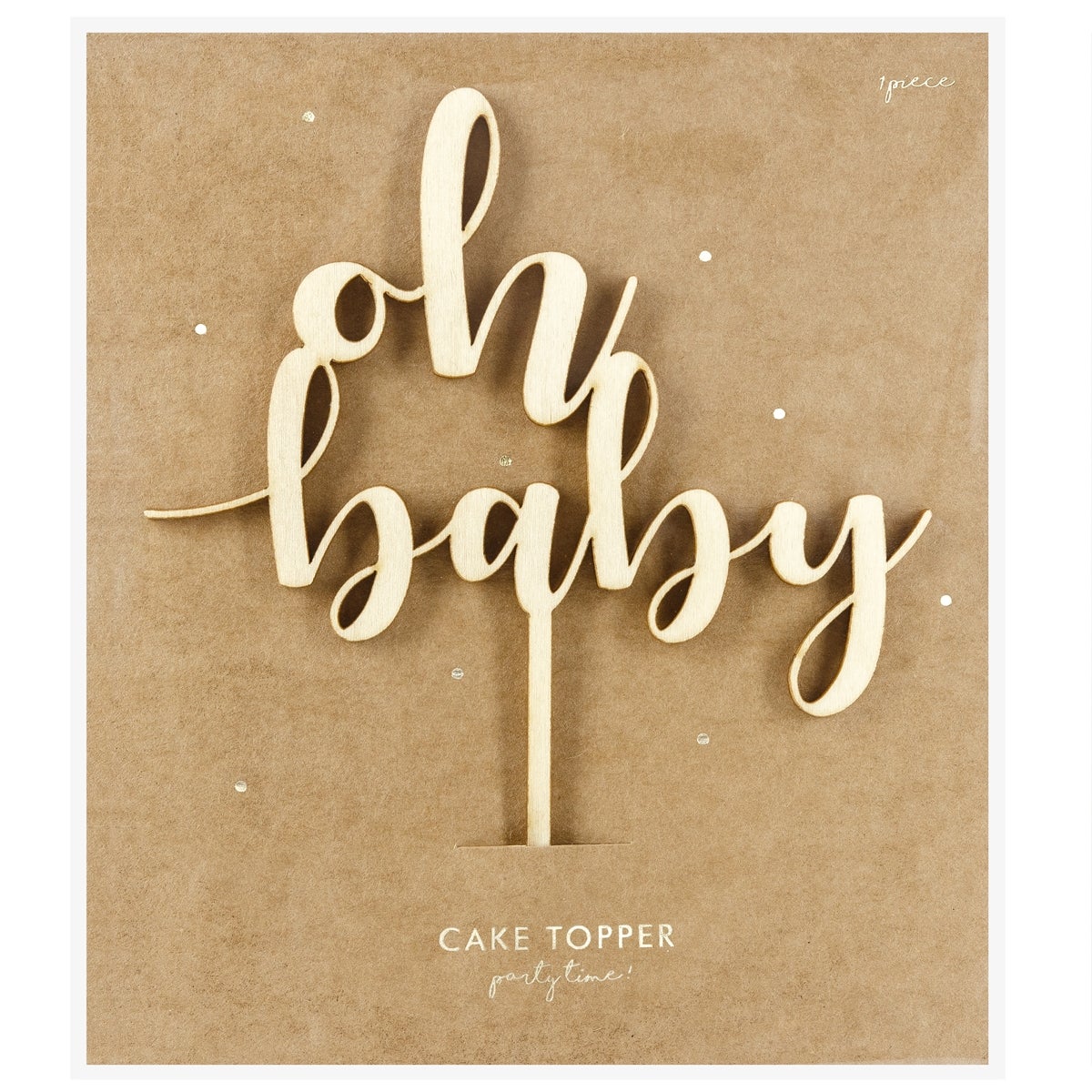 PartyDeco Wooden Cake Topper - Oh Baby