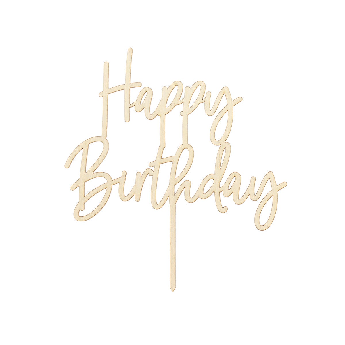 PartyDeco Wooden Cake Topper Happy Birthday