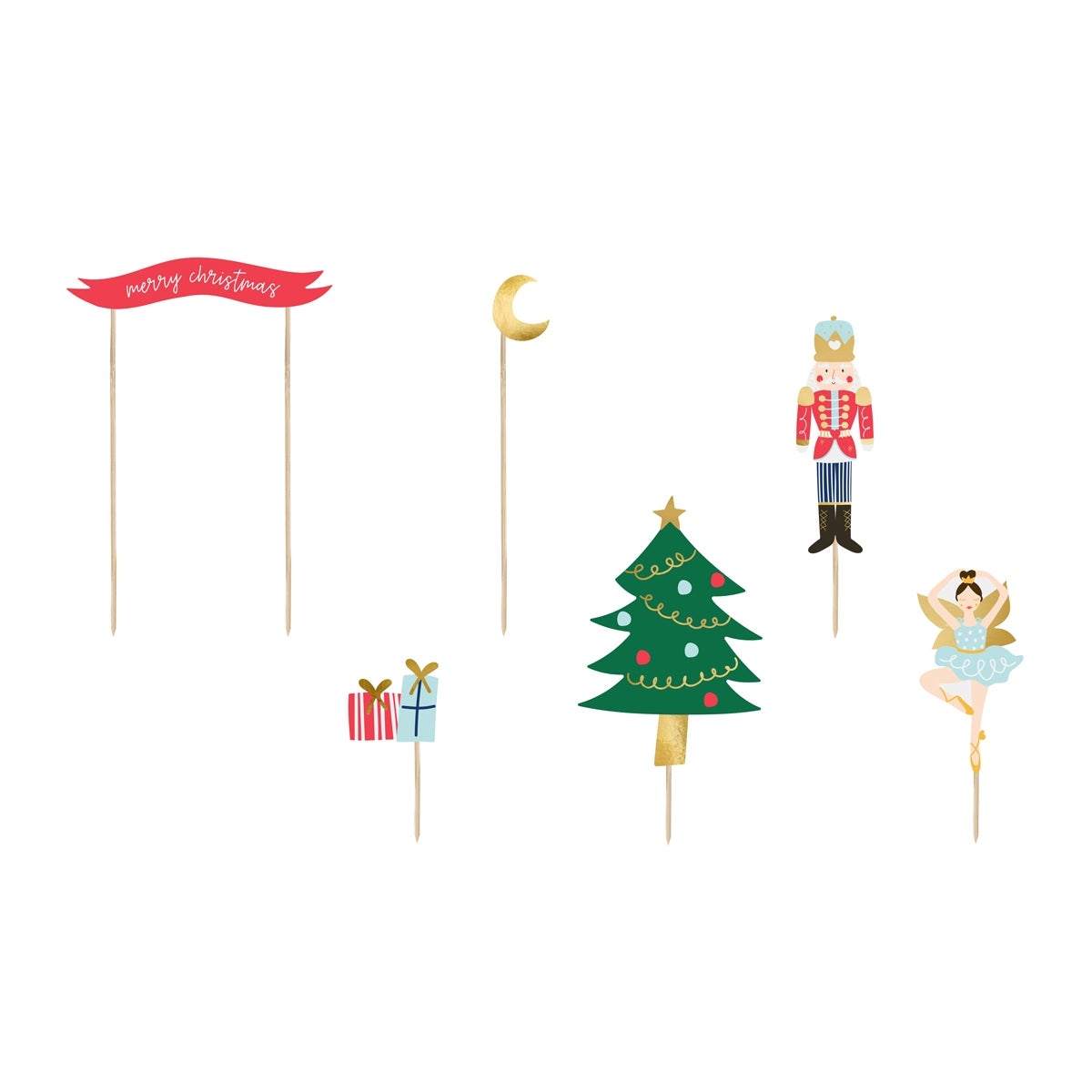 PartyDeco Cake toppers Nutcracker pk/6