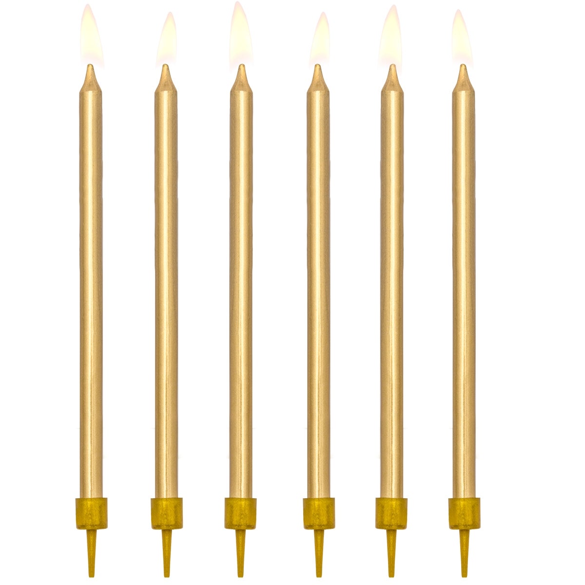 PartyDeco Birthday Candles Plain Gold 12,5cm pk/12