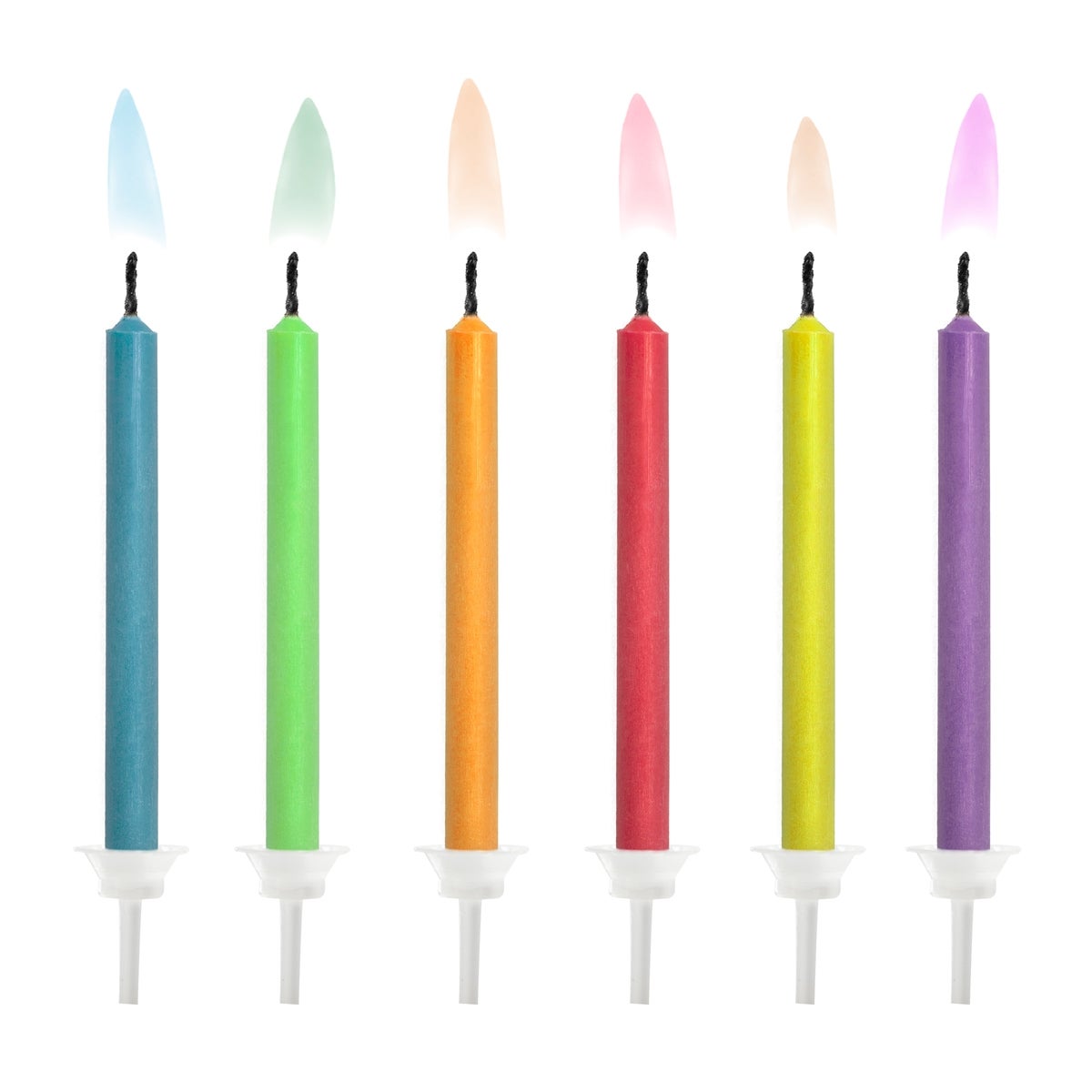PartyDeco Birthday Candles Coloured Flames pk/6