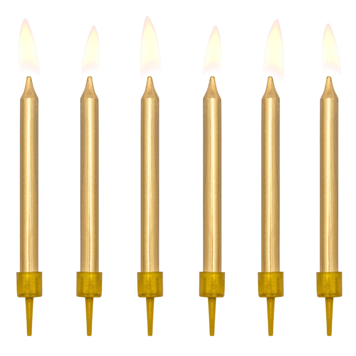 PartyDeco Birthday Candles Plain Gold 6cm pk/6