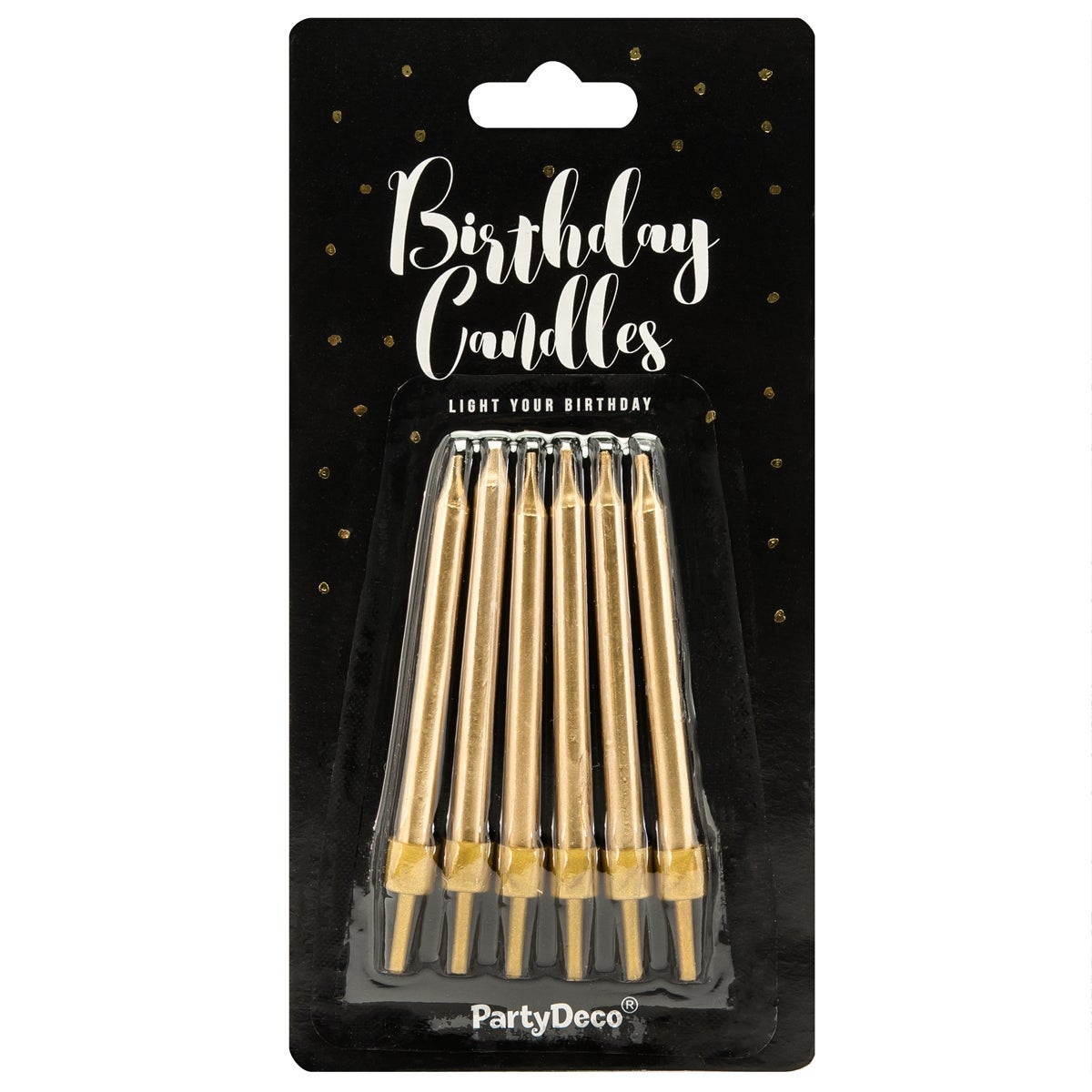 PartyDeco Birthday Candles Plain Gold 6cm pk/6