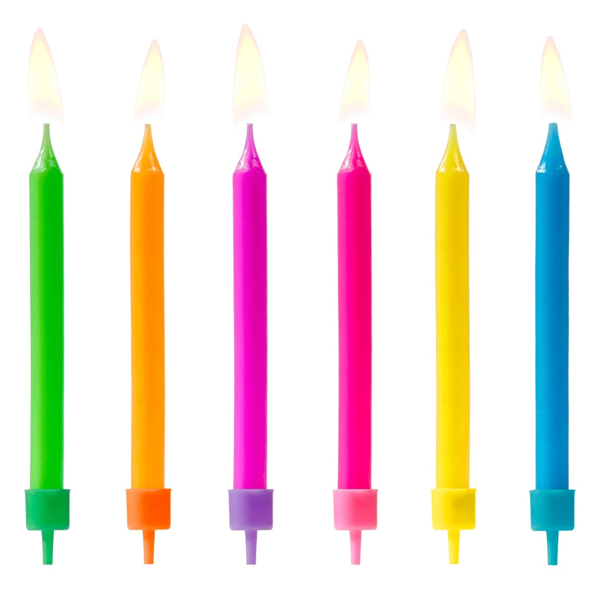 PartyDeco Birthday Candles Colourful Mix pk/6