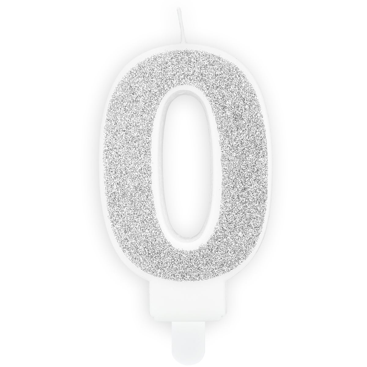 PartyDeco Birthday Candle Number 0 - Silver