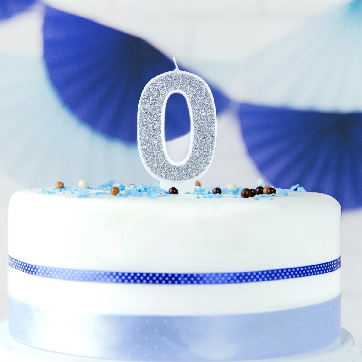 PartyDeco Birthday Candle Number 0 - Silver