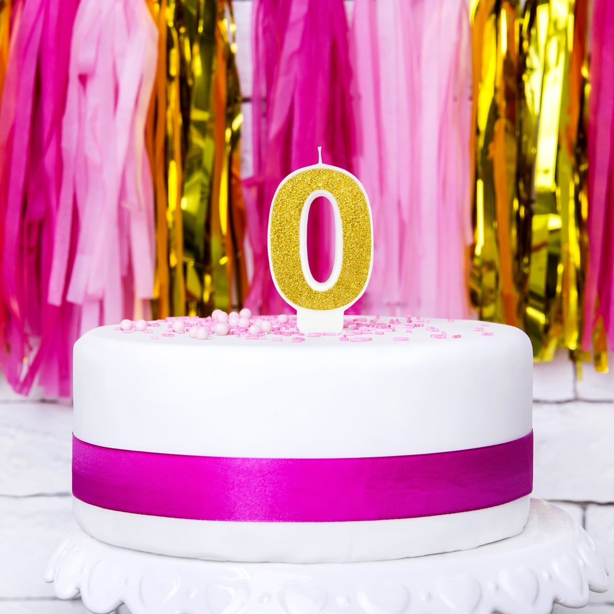 PartyDeco Birthday Candle Number 0 - Gold