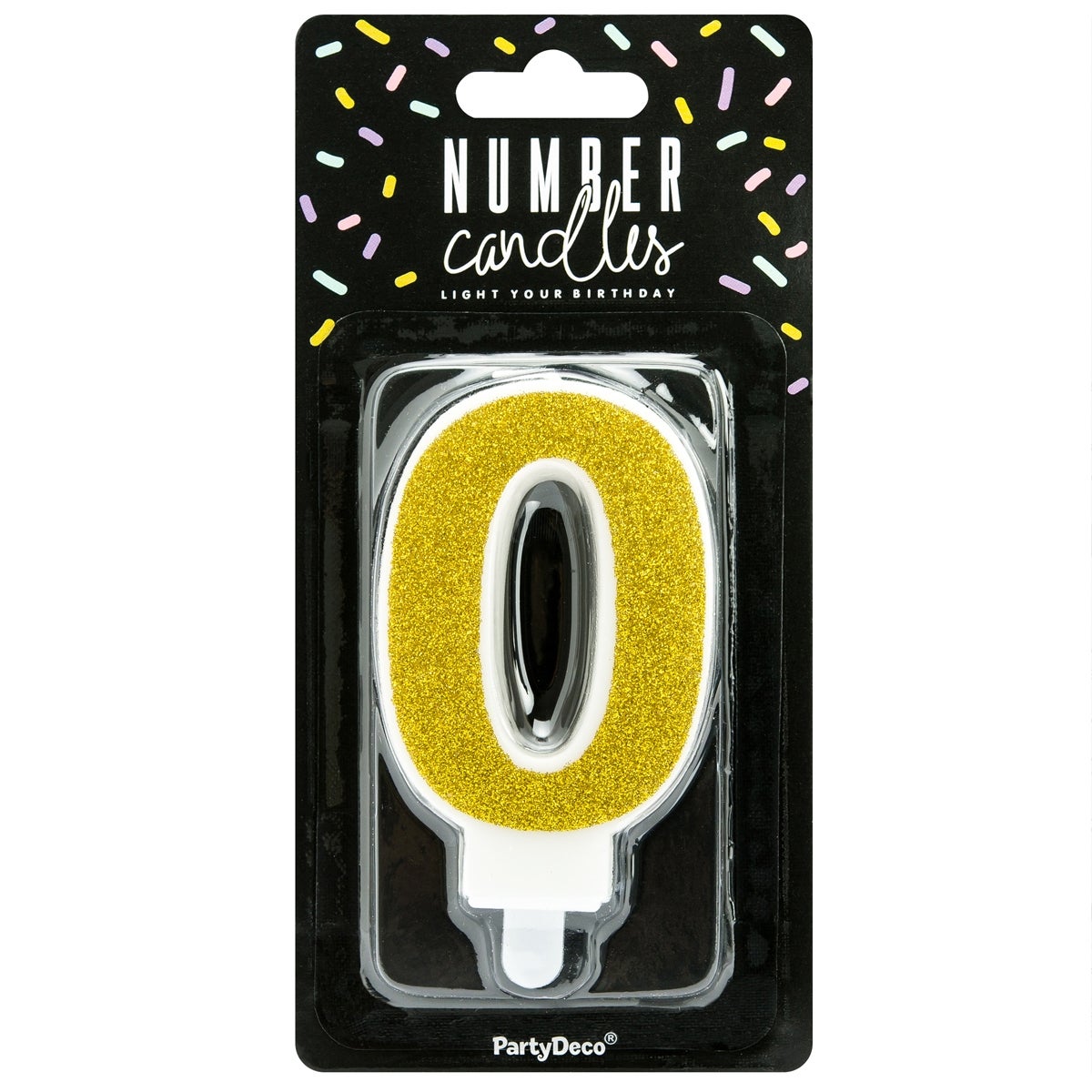 PartyDeco Birthday Candle Number 0 - Gold