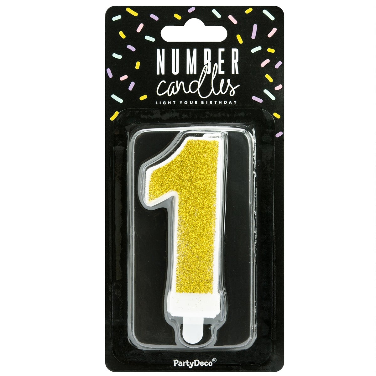 PartyDeco Birthday Candle Number 1 - Gold