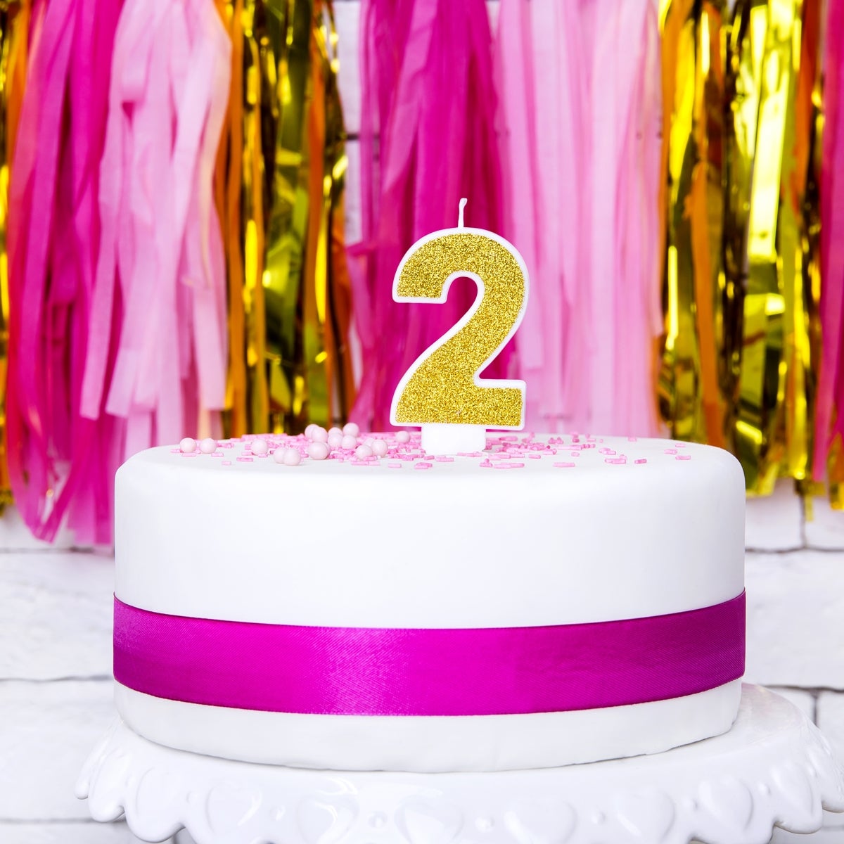 PartyDeco Birthday Candle Number 2 - Gold