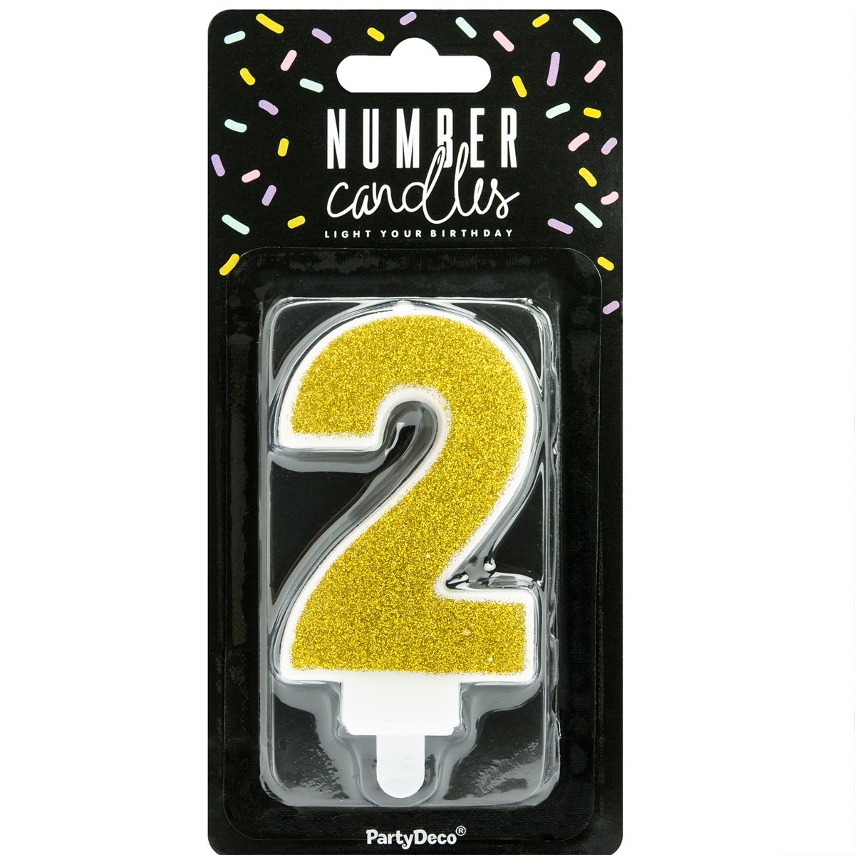 PartyDeco Birthday Candle Number 2 - Gold