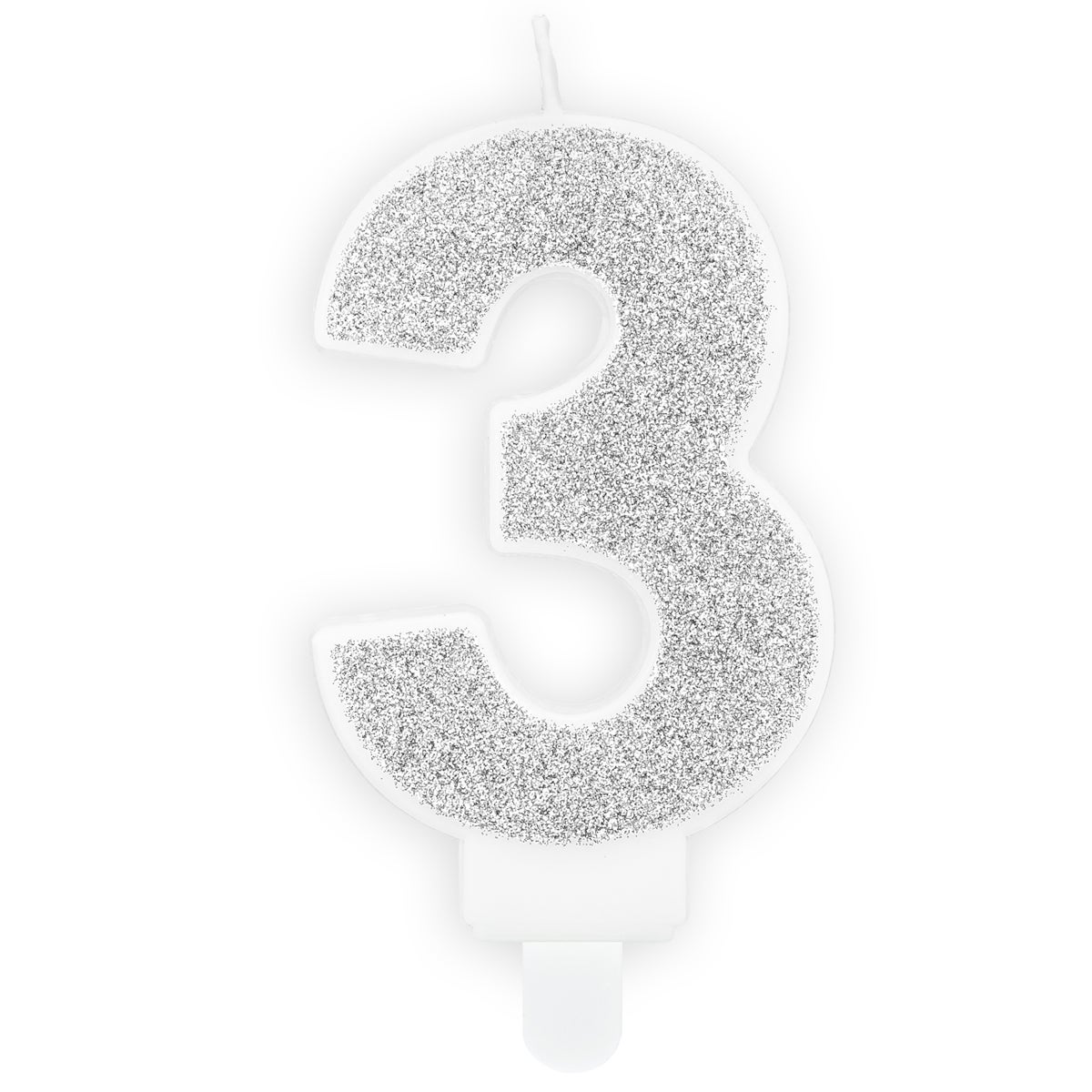 PartyDeco Birthday Candle Number 3 - Silver