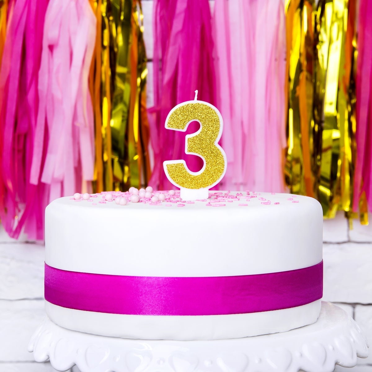 PartyDeco Birthday Candle Number 3 - Gold